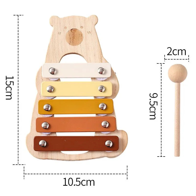 Ensemble d'instruments de musique en bois naturel