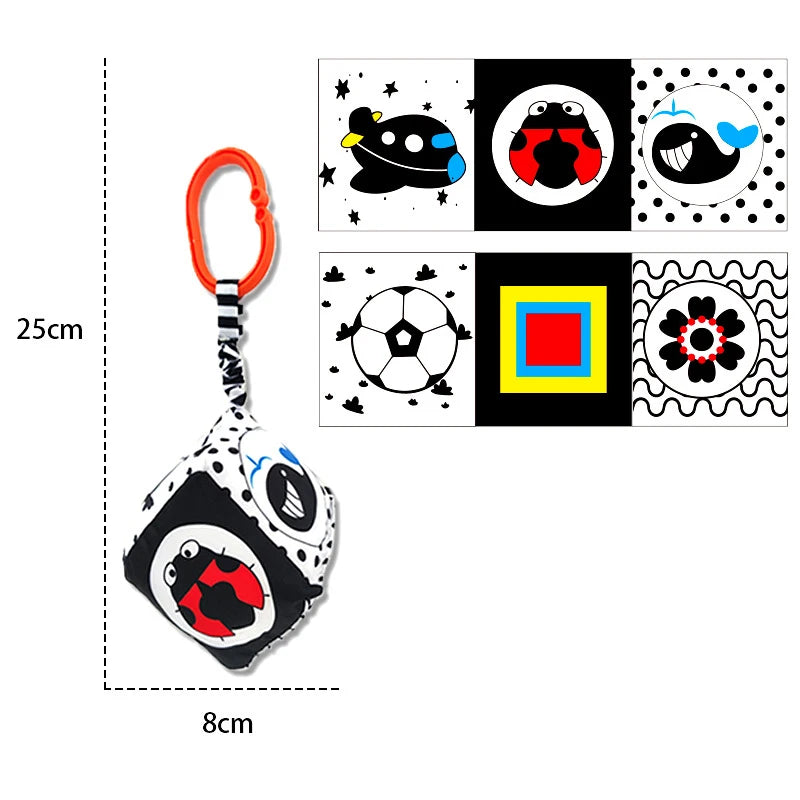 Livre Tissu Bébé – Contraste Noir et Blanc pour Éveil Visuel