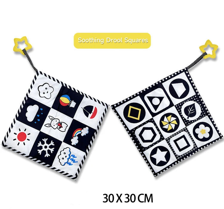 Livre Tissu Bébé – Contraste Noir et Blanc pour Éveil Visuel